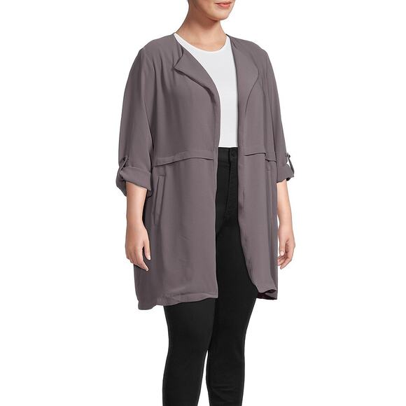 Philosophy Longline Open Front Jacket Lightweight Blazer Roll Up Sleeves 2X - Picture 10 of 10